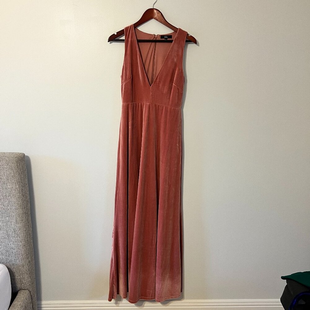 Lulu*s | Dusty Pink Velvet Maxi Dress | Size Large